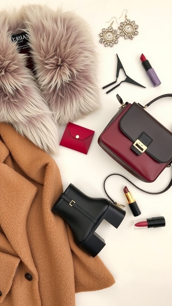 A fashionable flat lay featuring trendy clothing and accessories for a modern baddie.